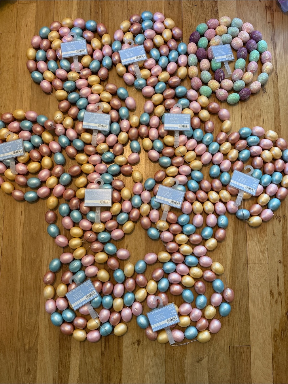 NWT Bundle of 11 Pearlized Easter Egg Garlands - 66ft Total 🐣 🌼